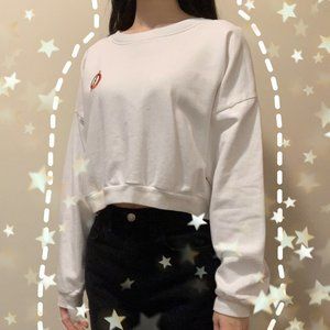 The Flash Cropped Crop American Apparel White Fleece Sweatshirt